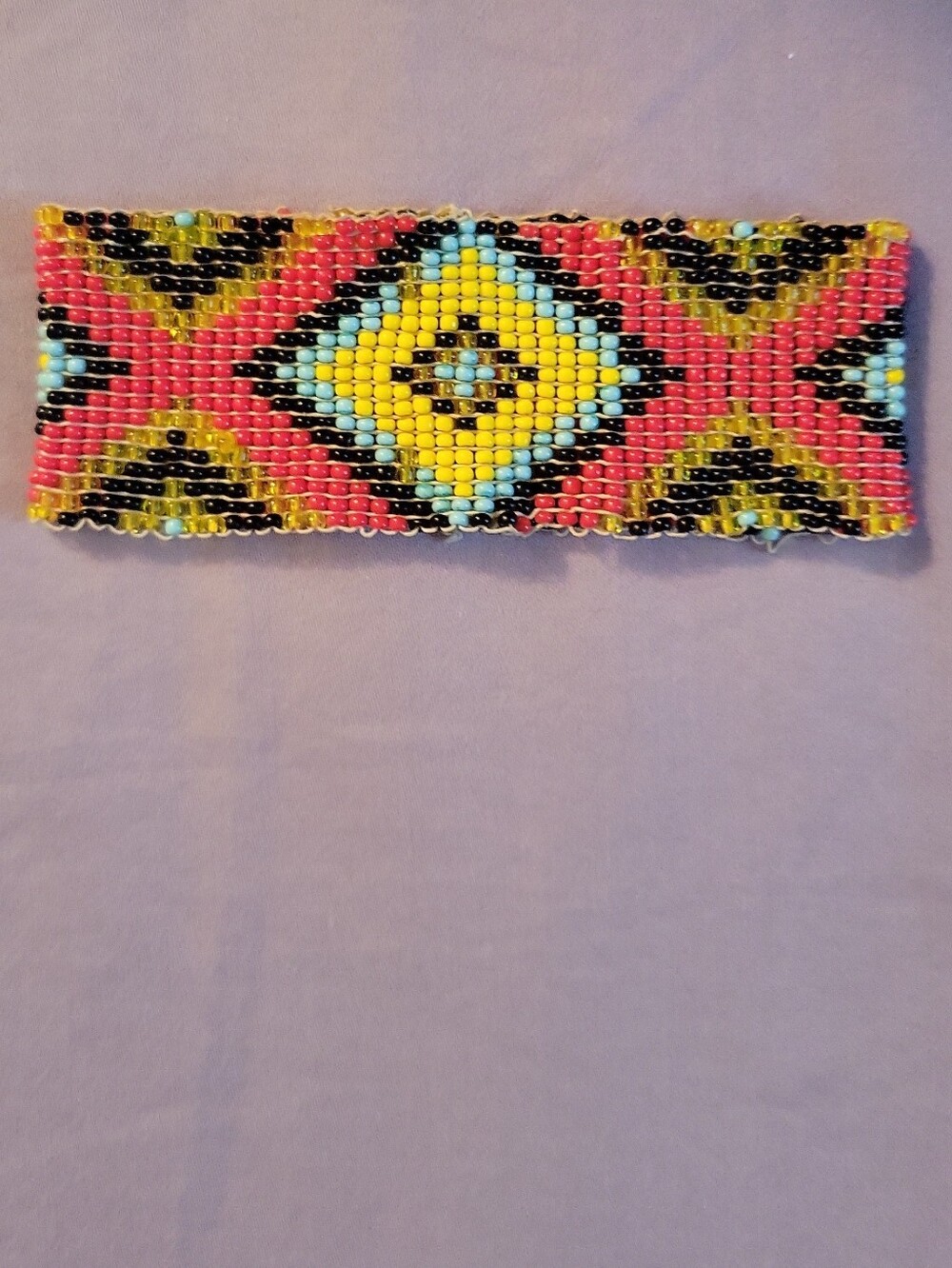 Handmade Red, Yellow, Blue and Black Stretchy Beaded Statement Bracelet